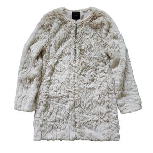 Forever 21 Faux Fur Jacket M Cream Tan Fully Lined